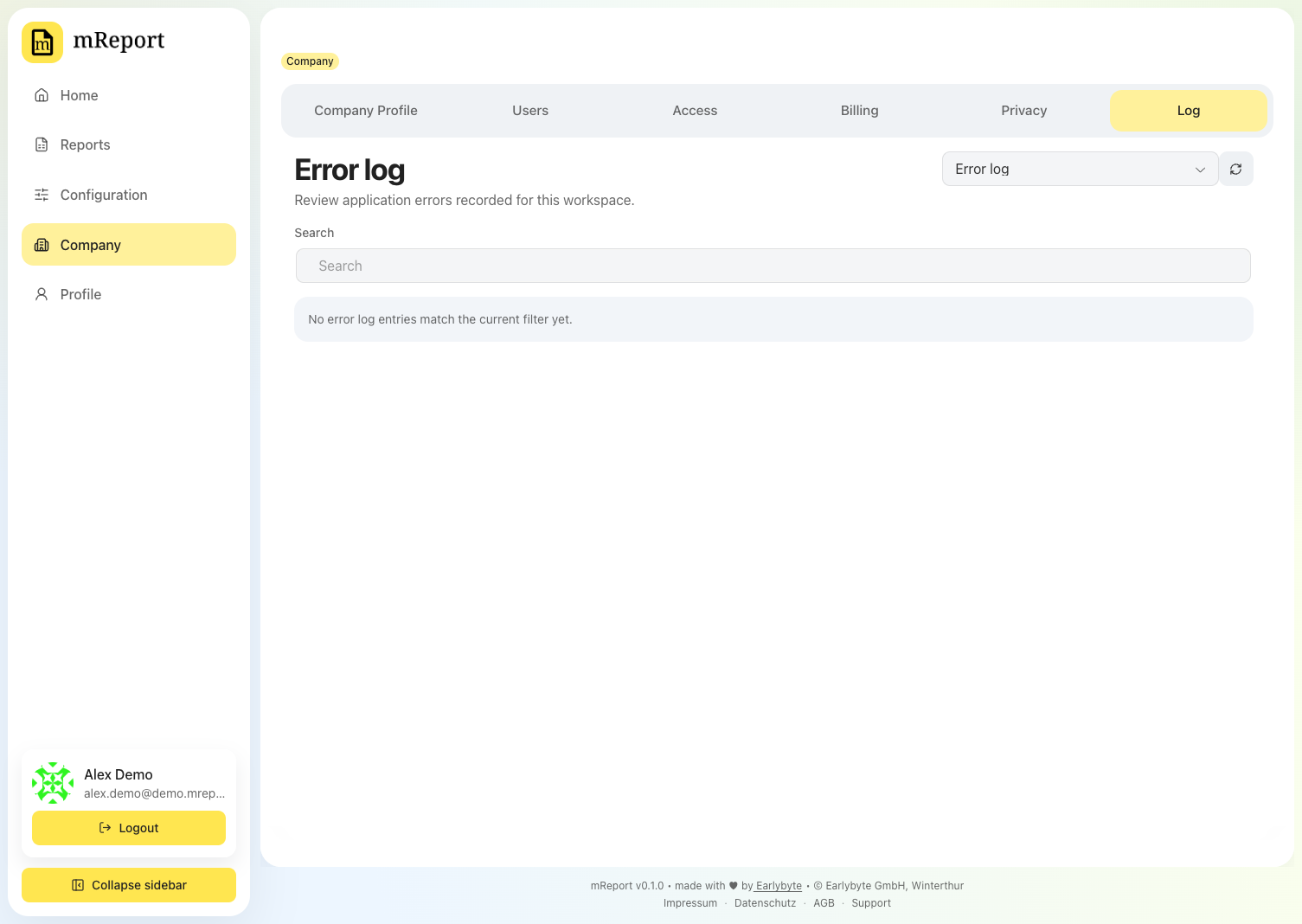 Error log