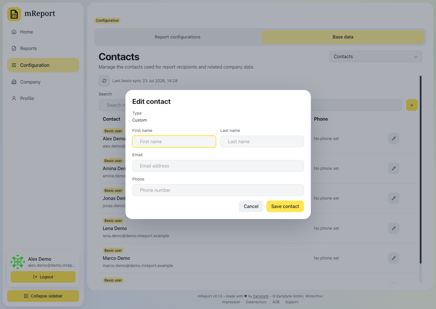 Edit a custom contact