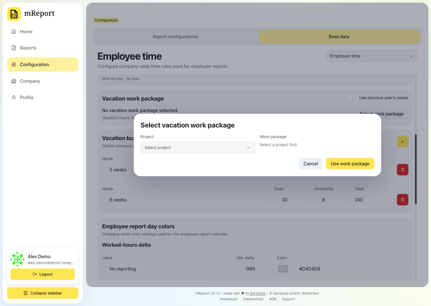 Select vacation work package
