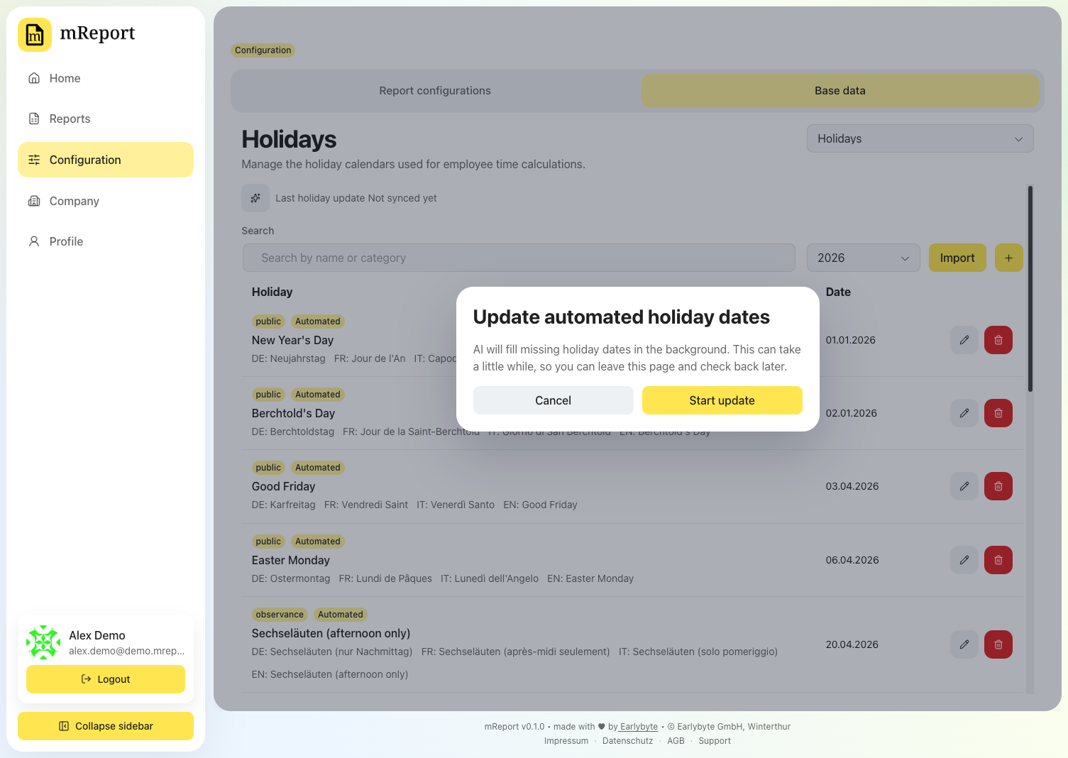 Update automated dates