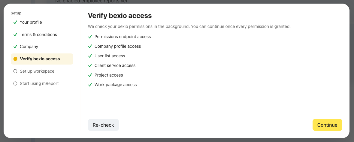 Verify bexio access