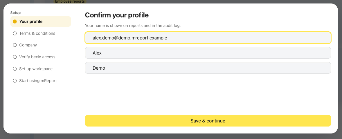 Confirm your profile